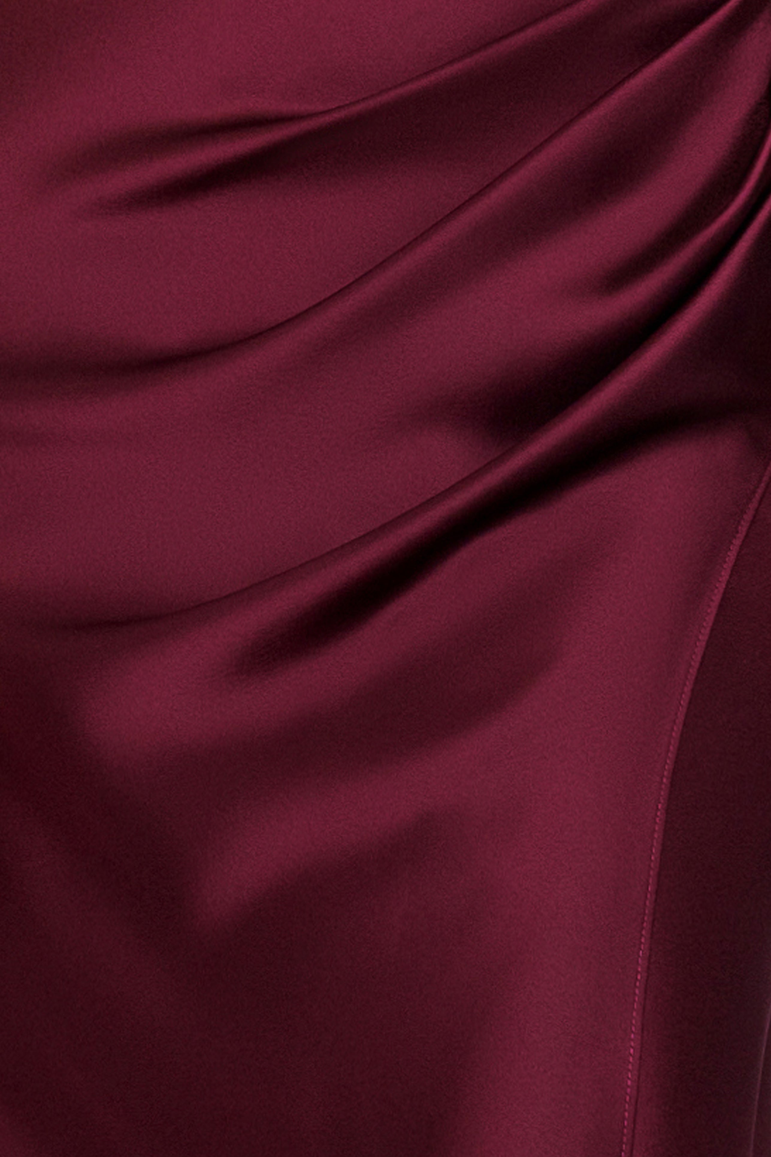 “Hailey” Double Faced Satin Off The Shoulder Ruched Dress
