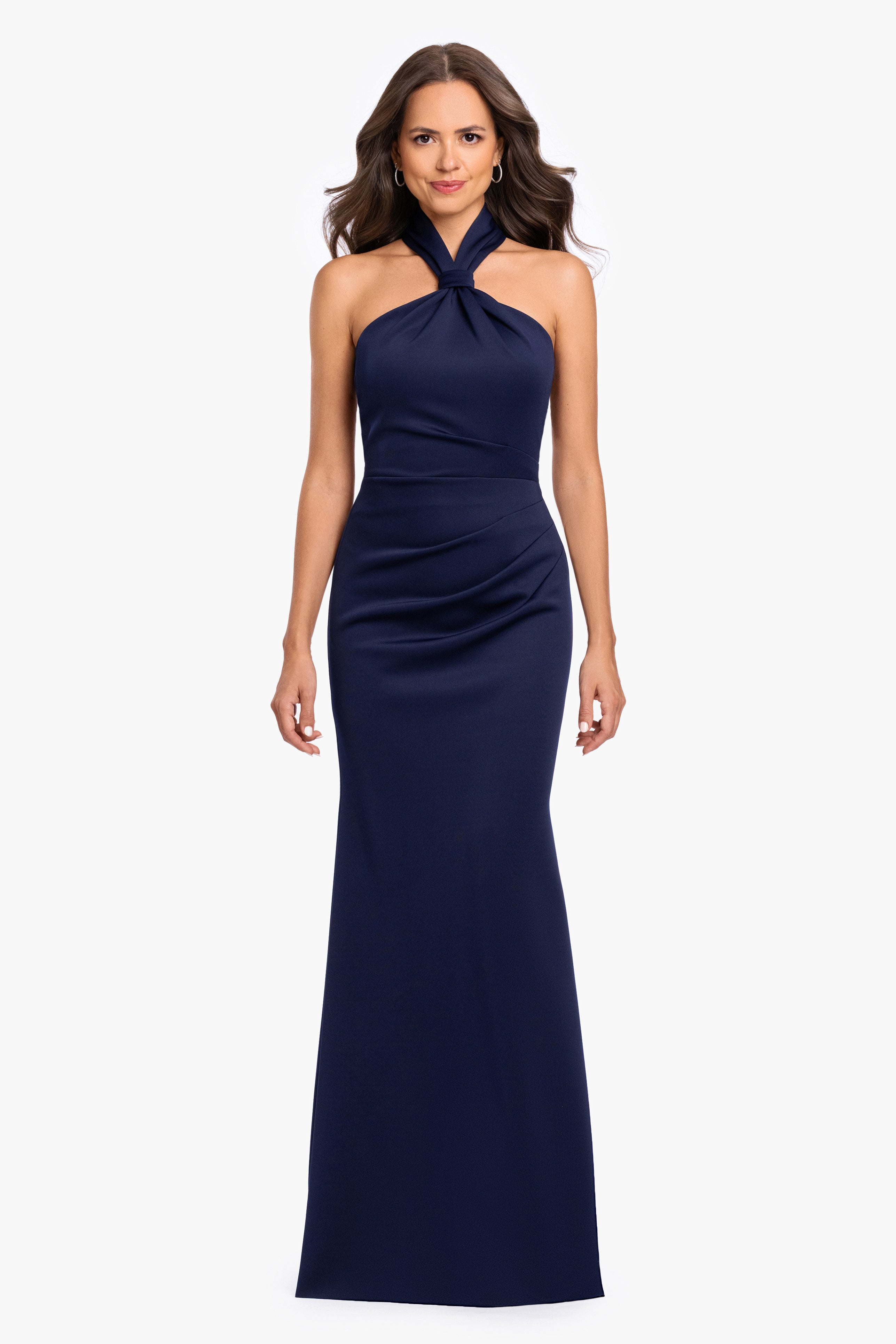 "Payton" Techno Scuba Knotted Halter Neck Dress