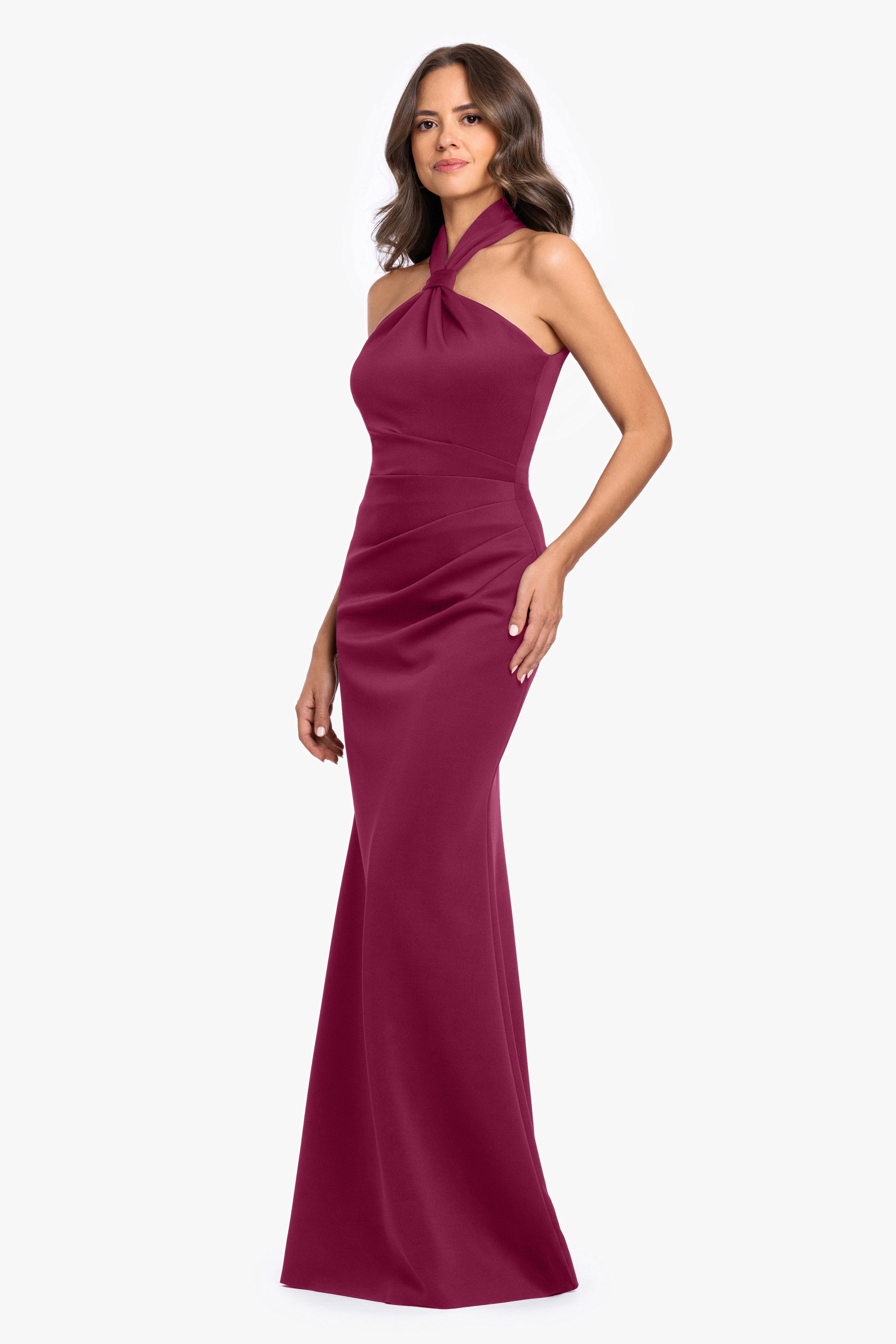 "Payton" Techno Scuba Knotted Halter Neck Dress