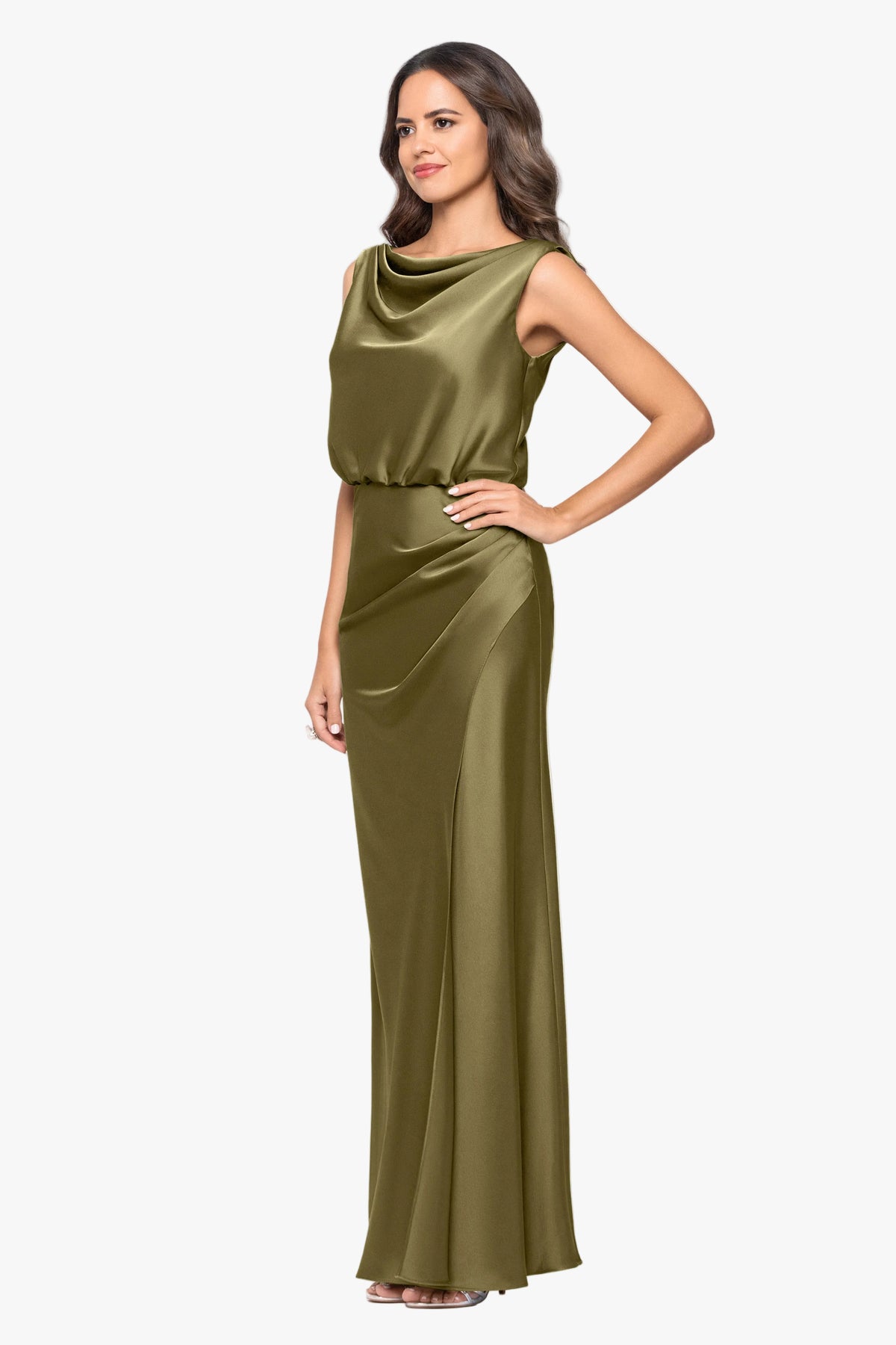 "Clove" Satin Drape Back Dress