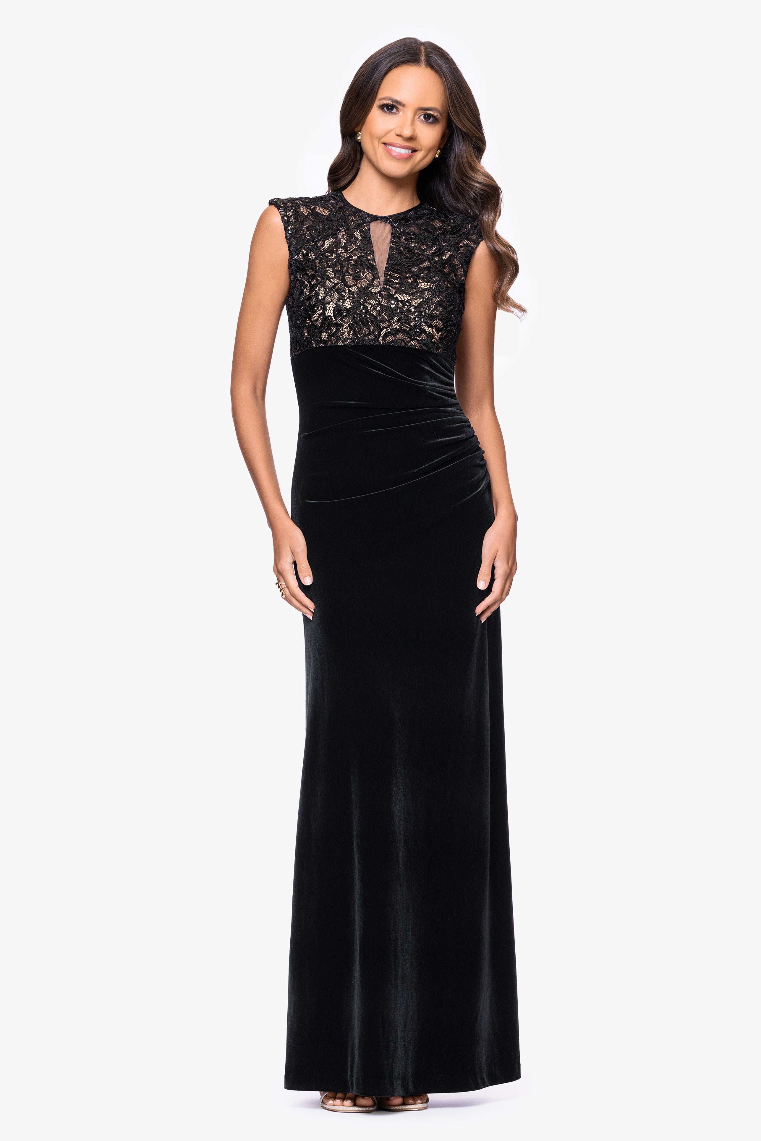 "Maylin" Lace Bodice & Velvet Skirt Dress