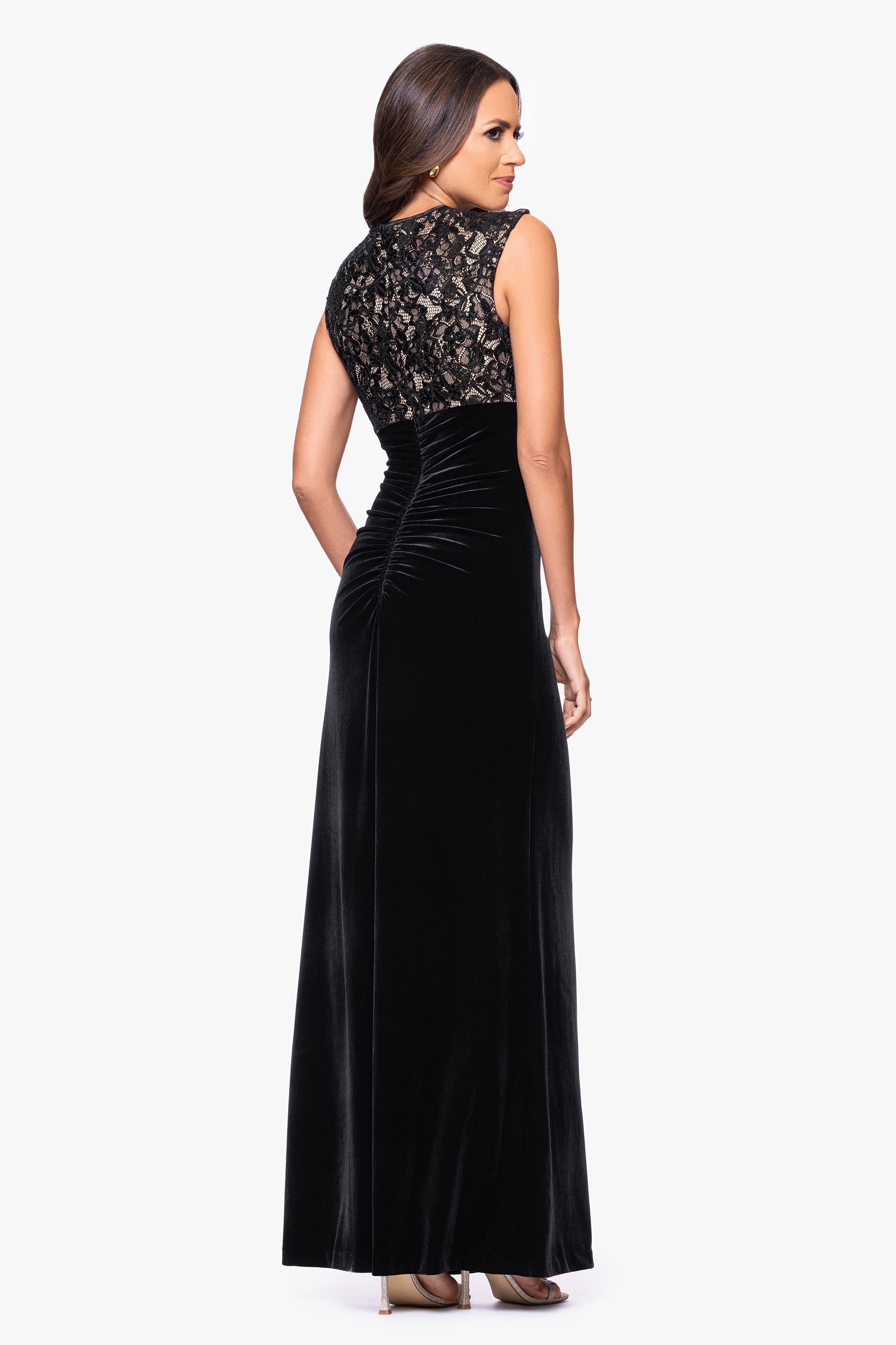 "Maylin" Lace Bodice & Velvet Skirt Dress