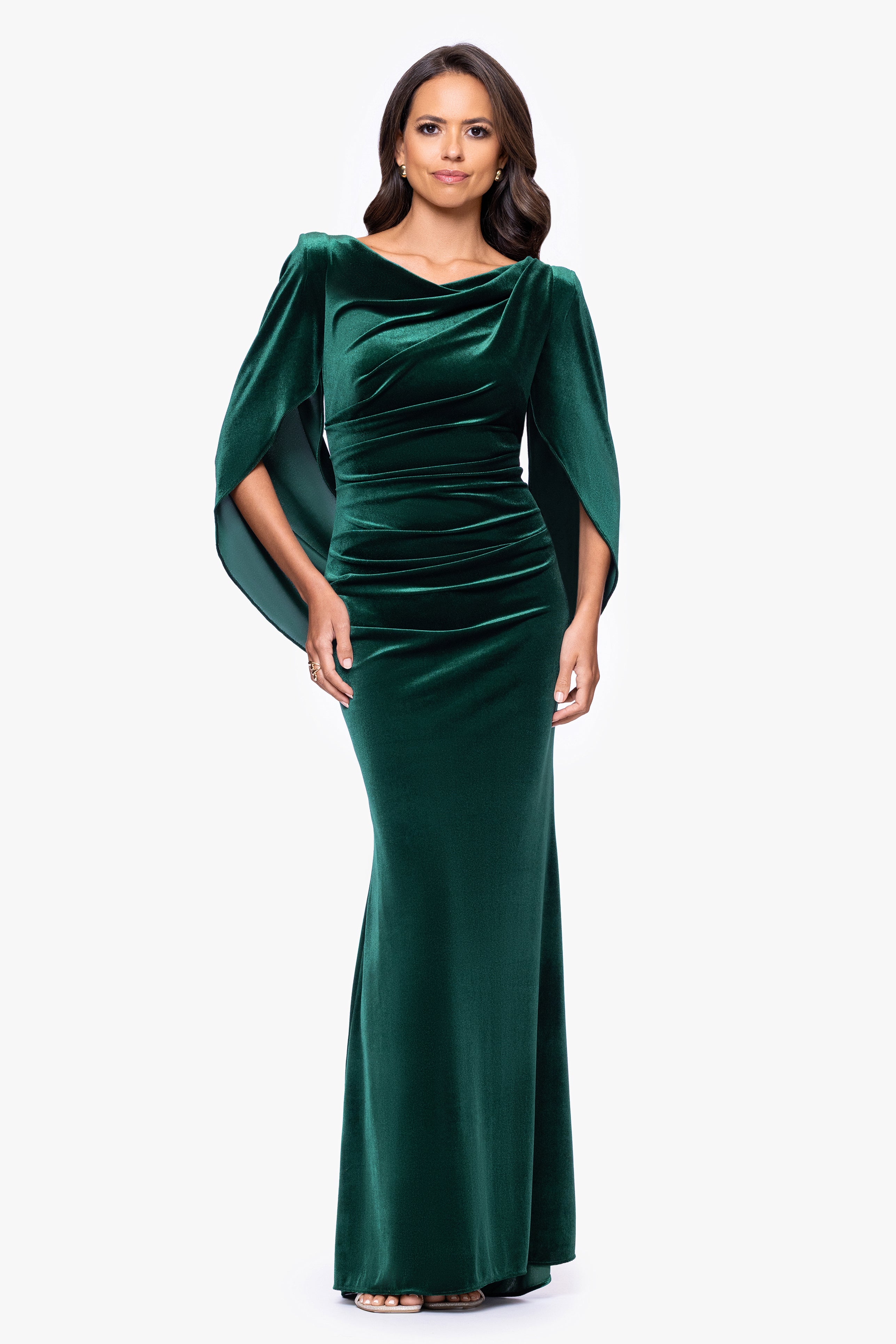 "Audrey" Velvet Draped Back Dress