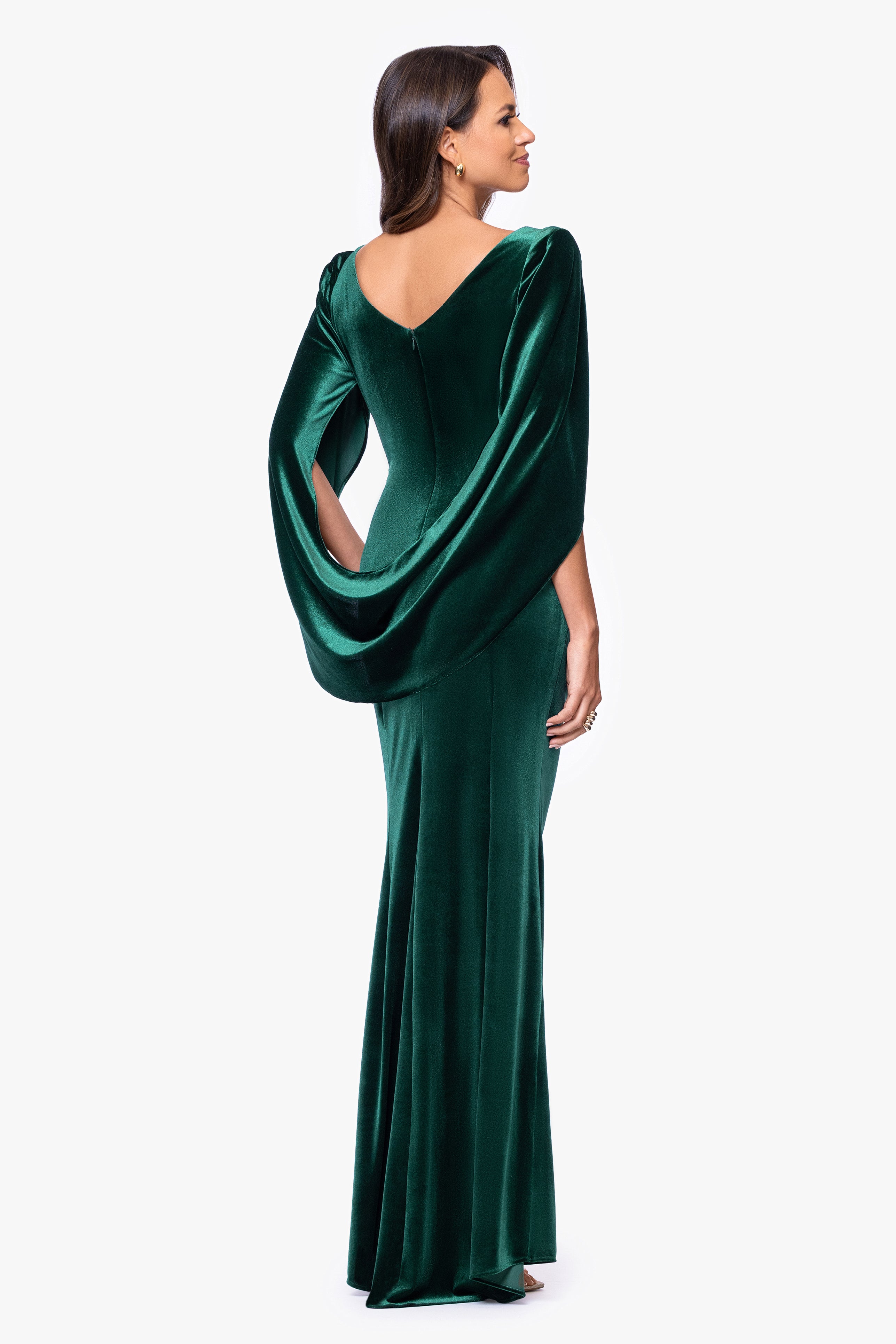 "Audrey" Velvet Draped Back Dress