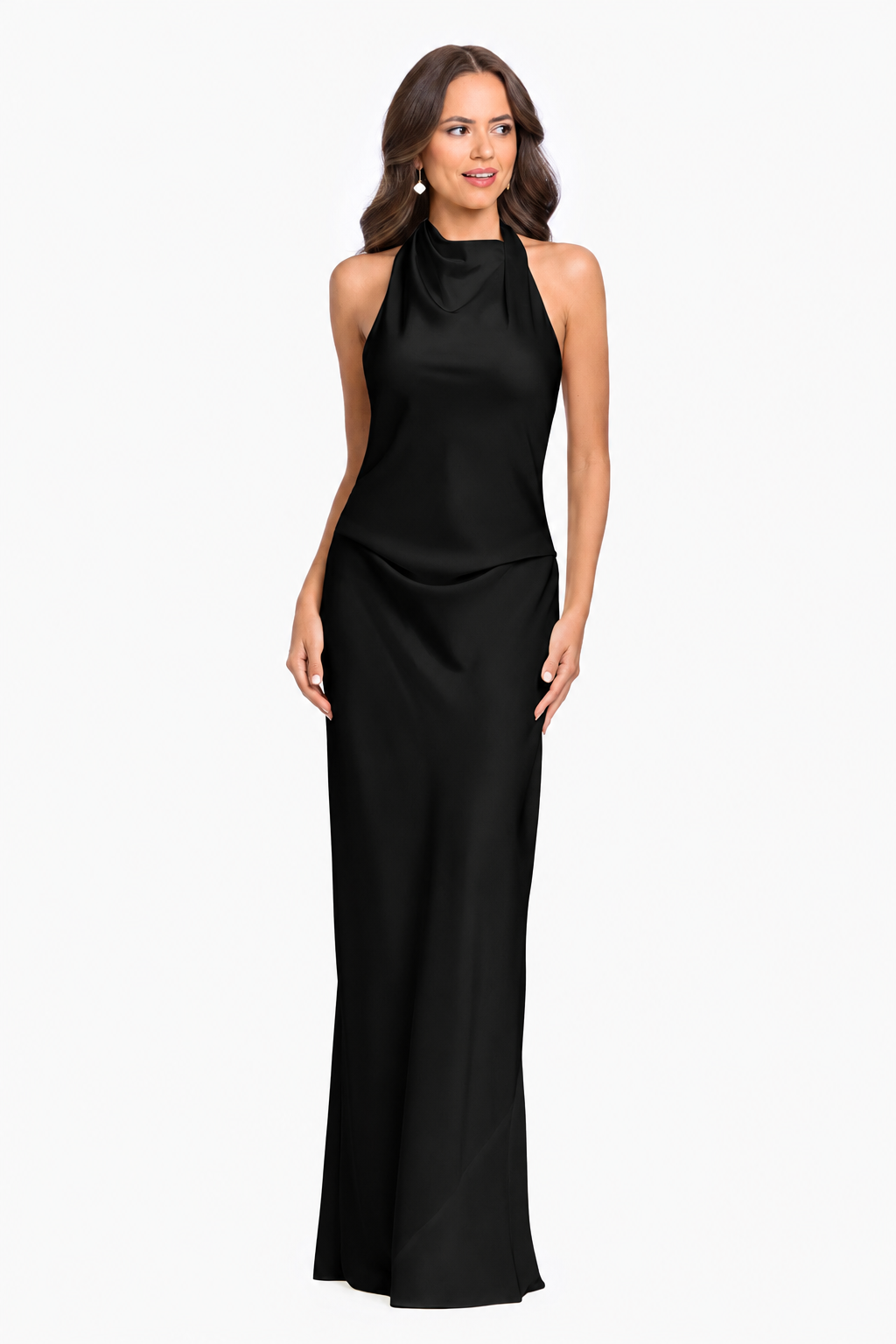 "Amina" Satin Halter Dress