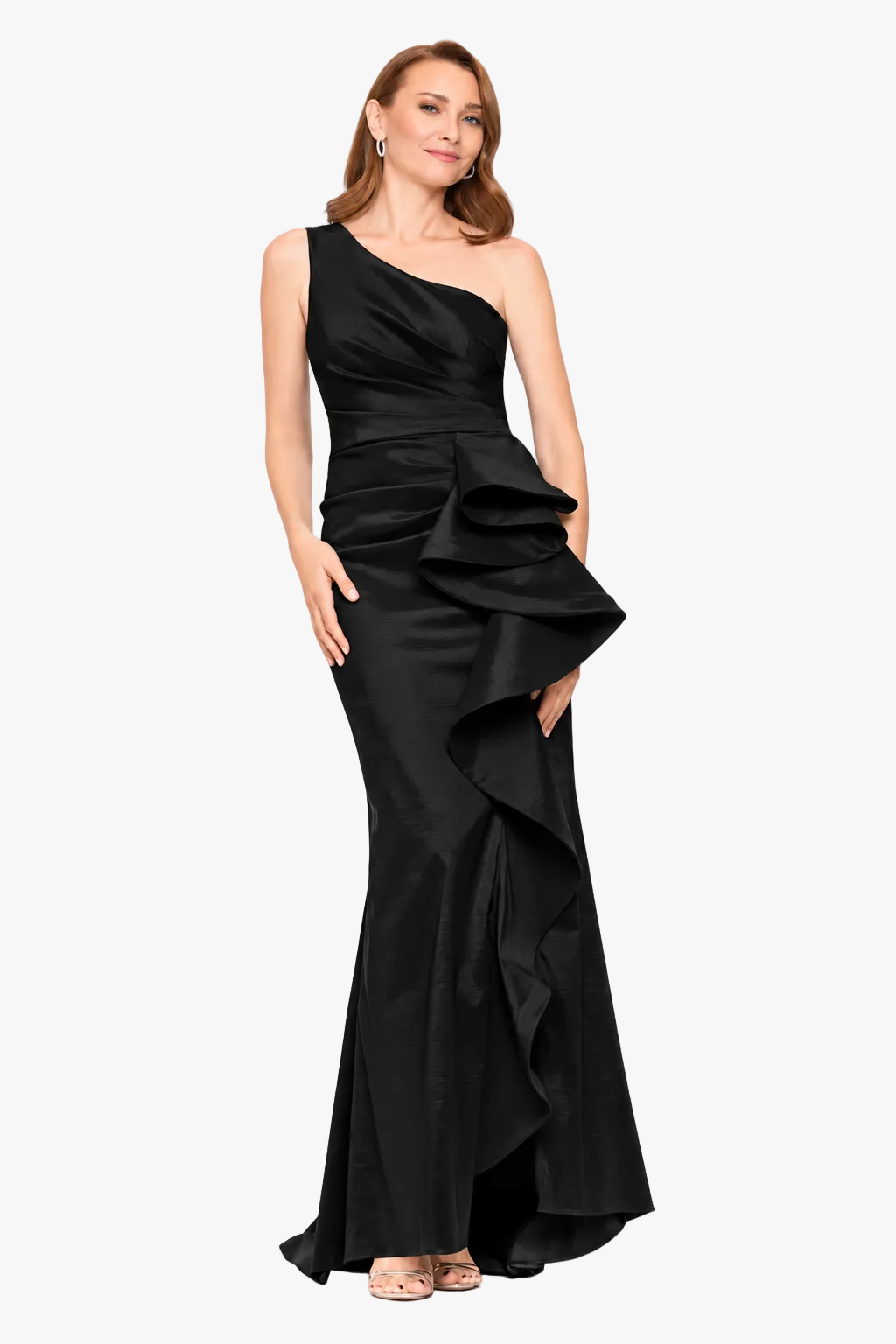 "Evangeline" Taffeta One Shoulder Dress