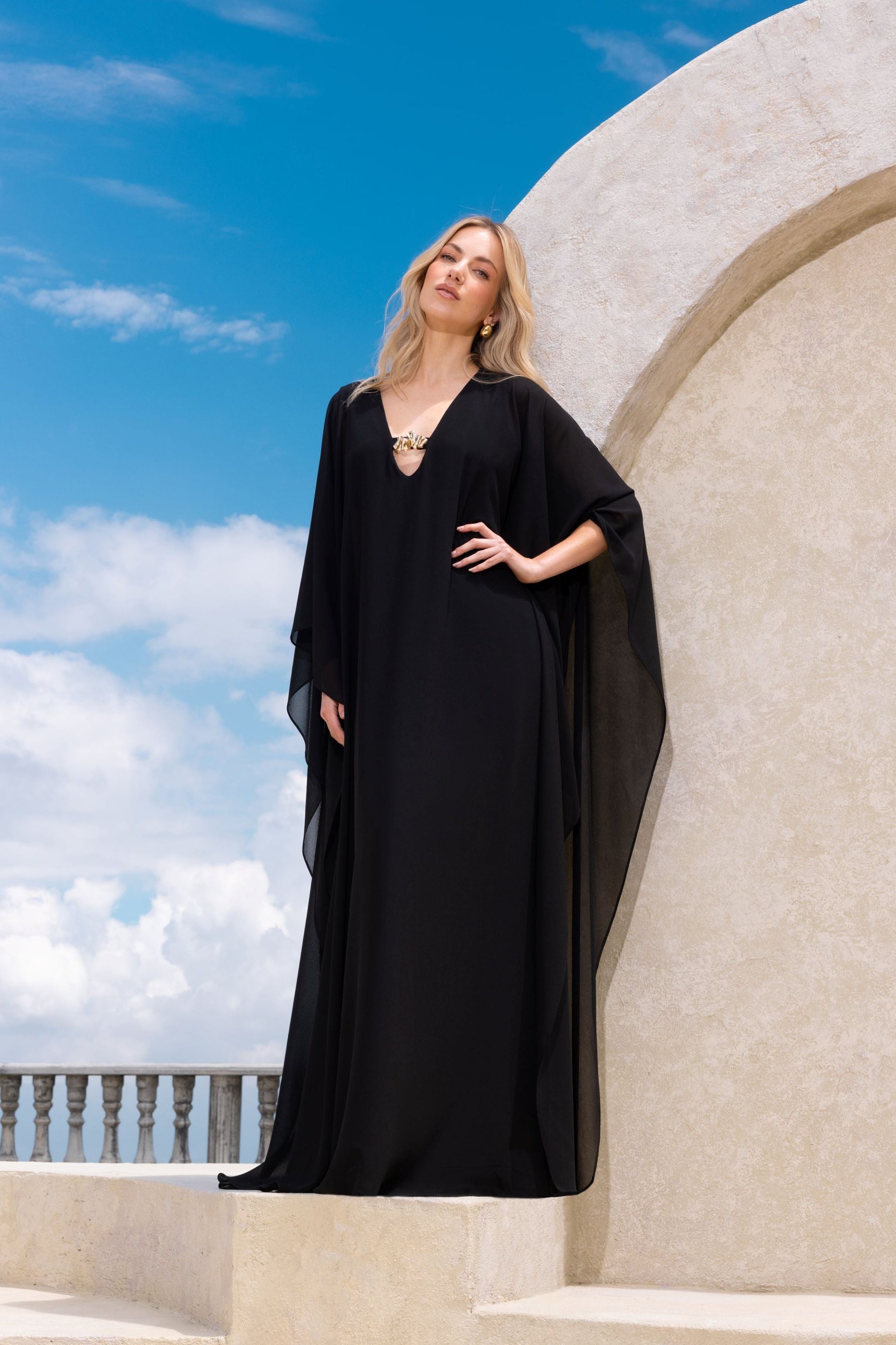 “Katherine” Souffle Chiffon Kaftan Dress
