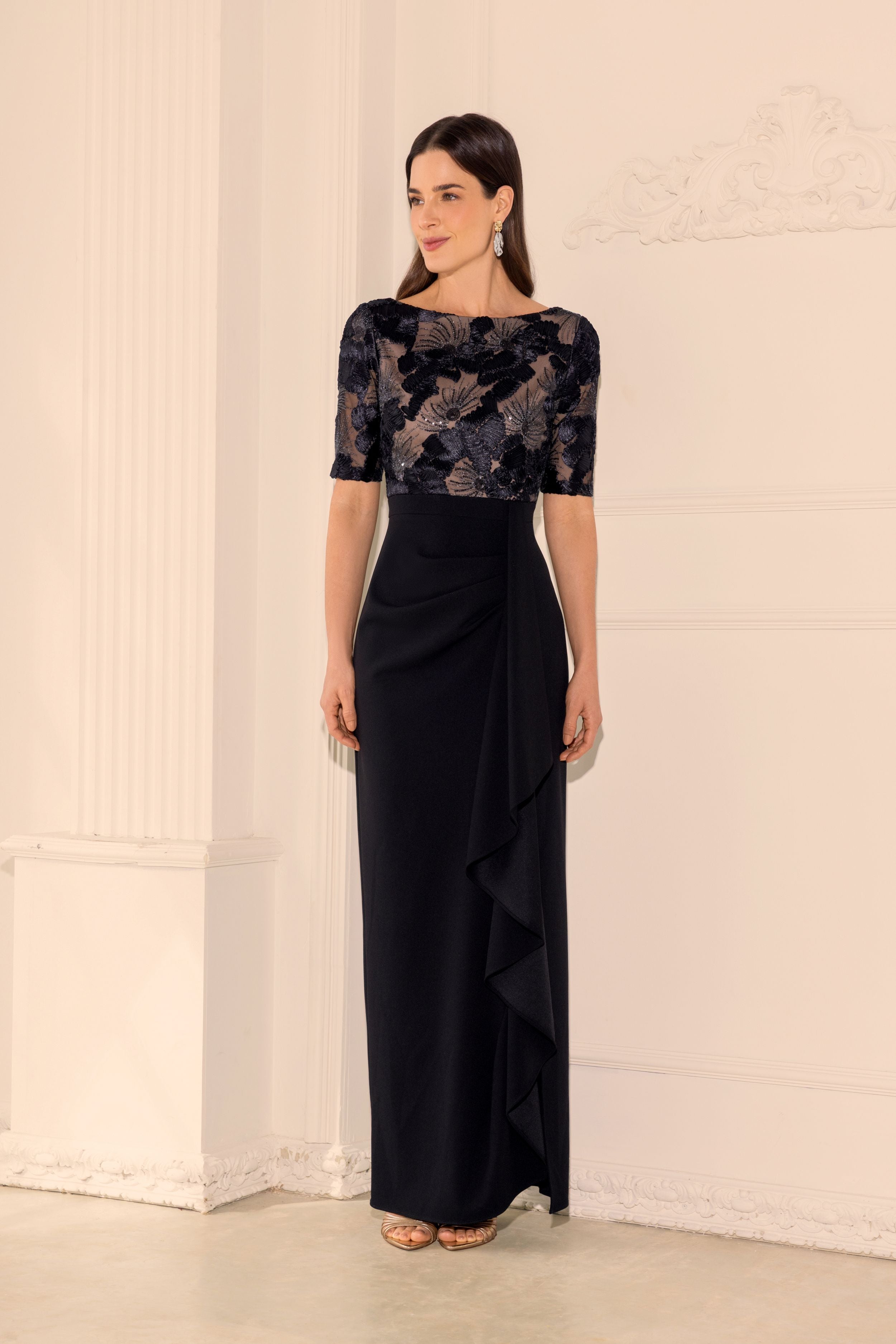 Mel” Petite Soutache & Scuba Crepe Dress | Betsy & Adam