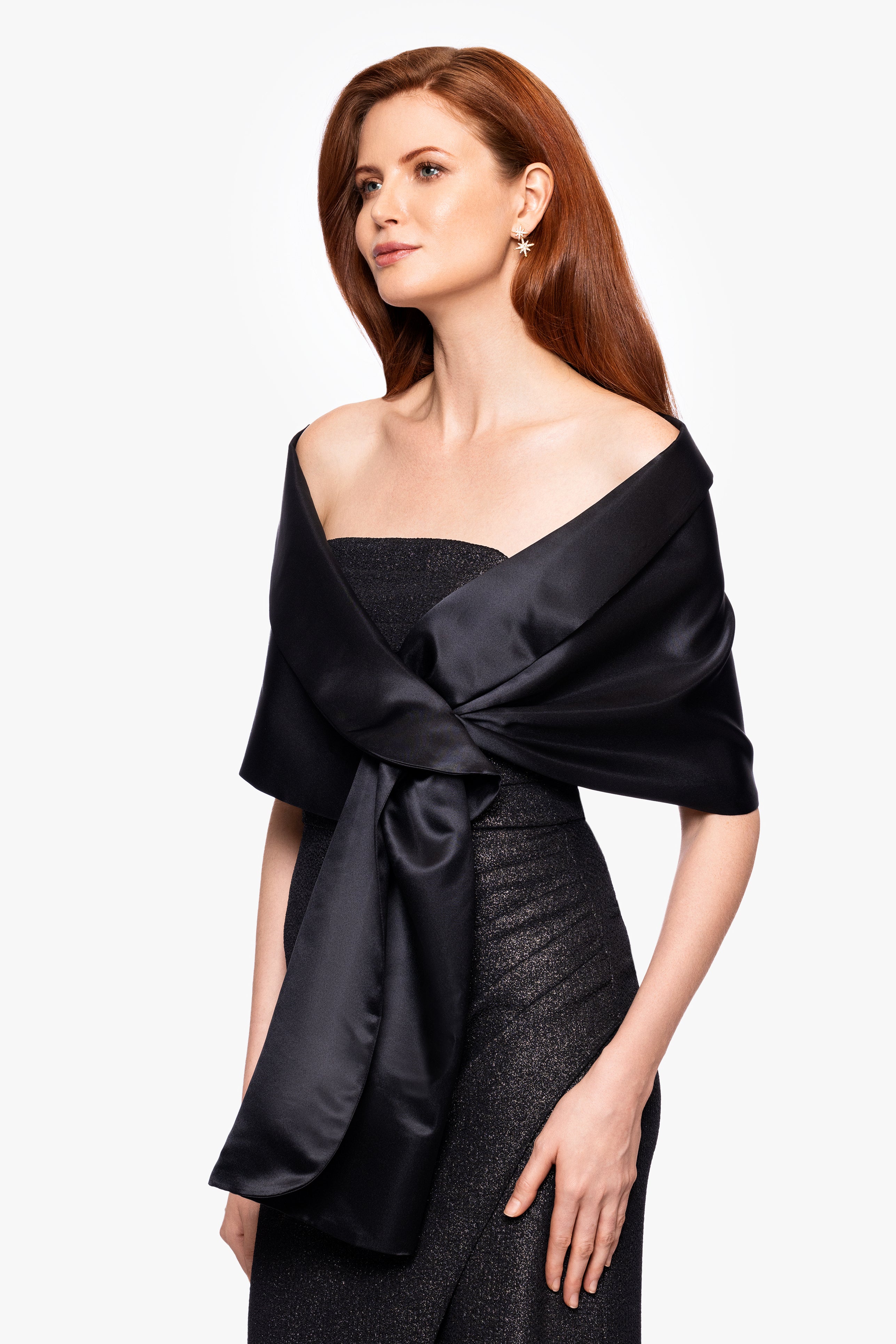 Trixie Satin Pull Through Shawl Wrap Mocha / One Size Trixie Satin Pull Through Shawl Wrap Mocha / One Size