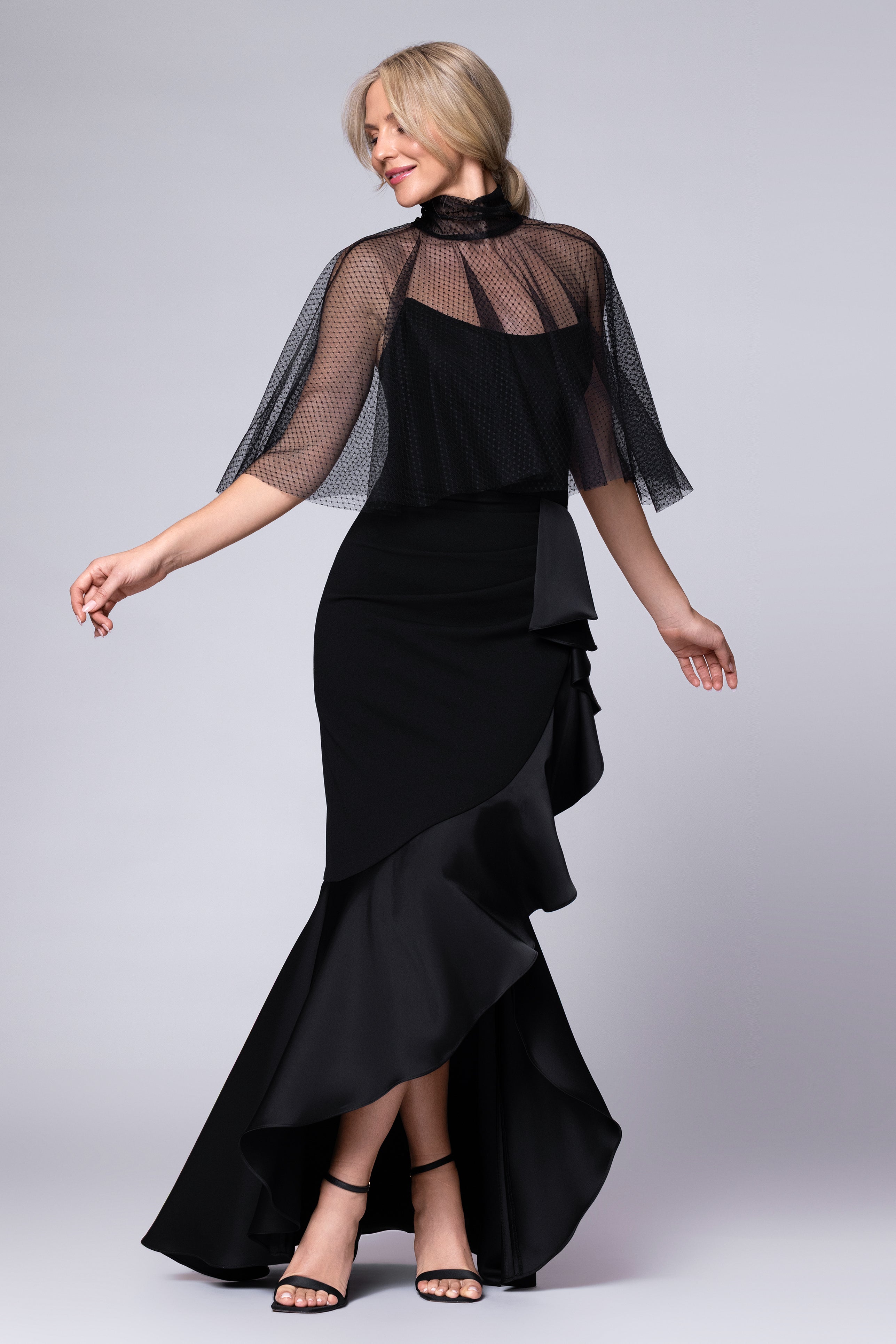 "Sonia" Mesh High Neck Tieback Capelet