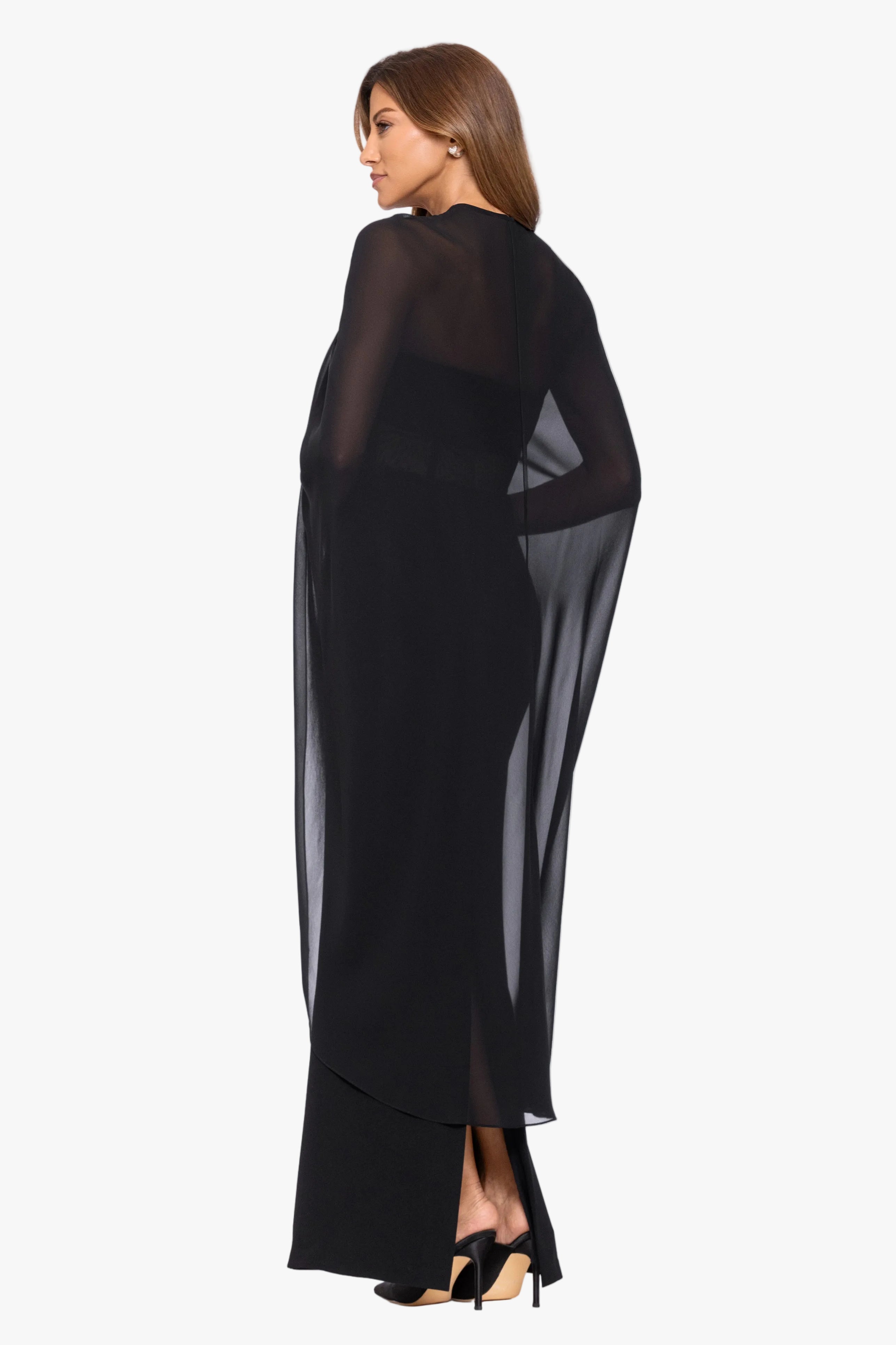 "Rose" Chiffon Twist Knot Long Cape