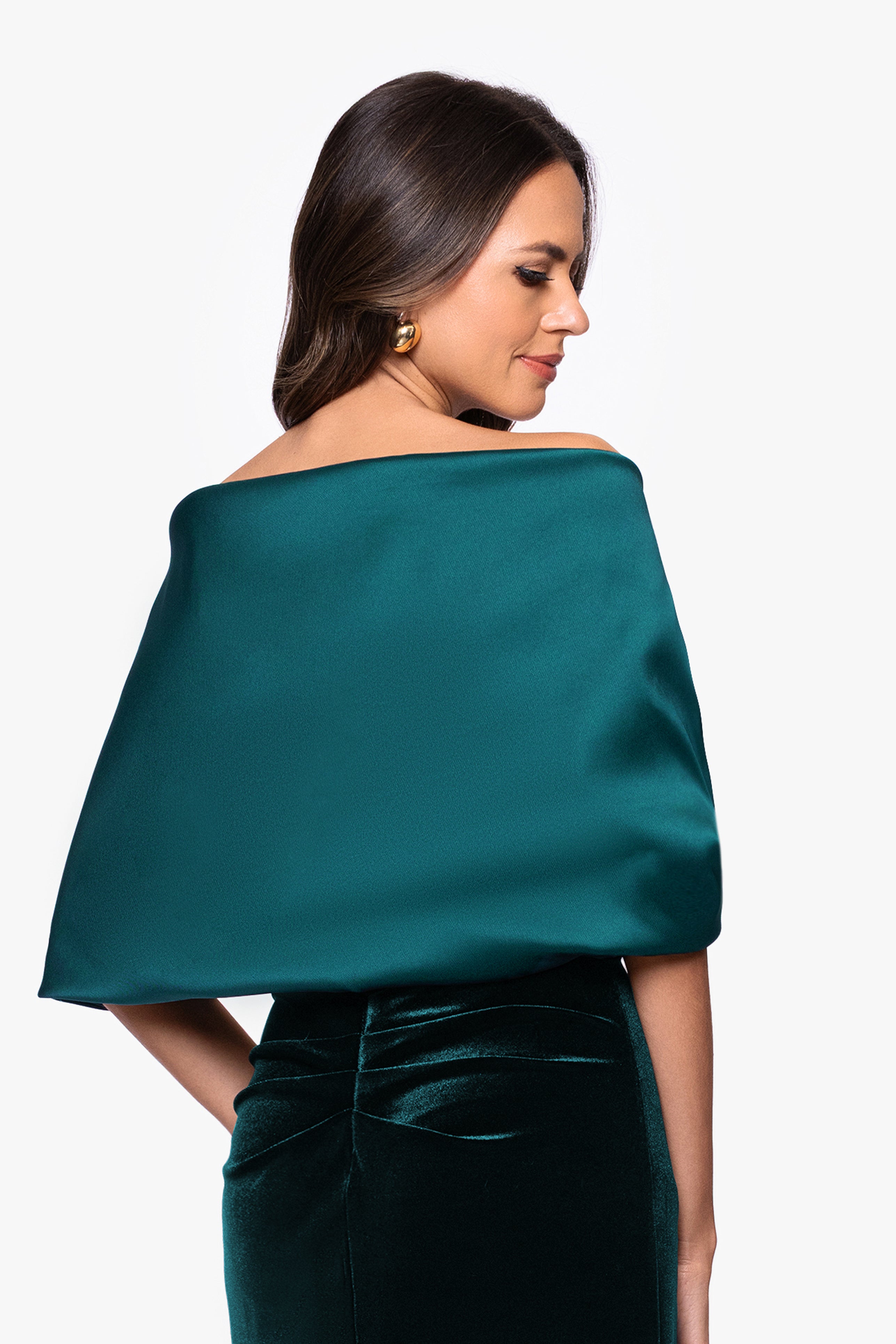 "Thalia" Stretch Mikado Shawl Wrap