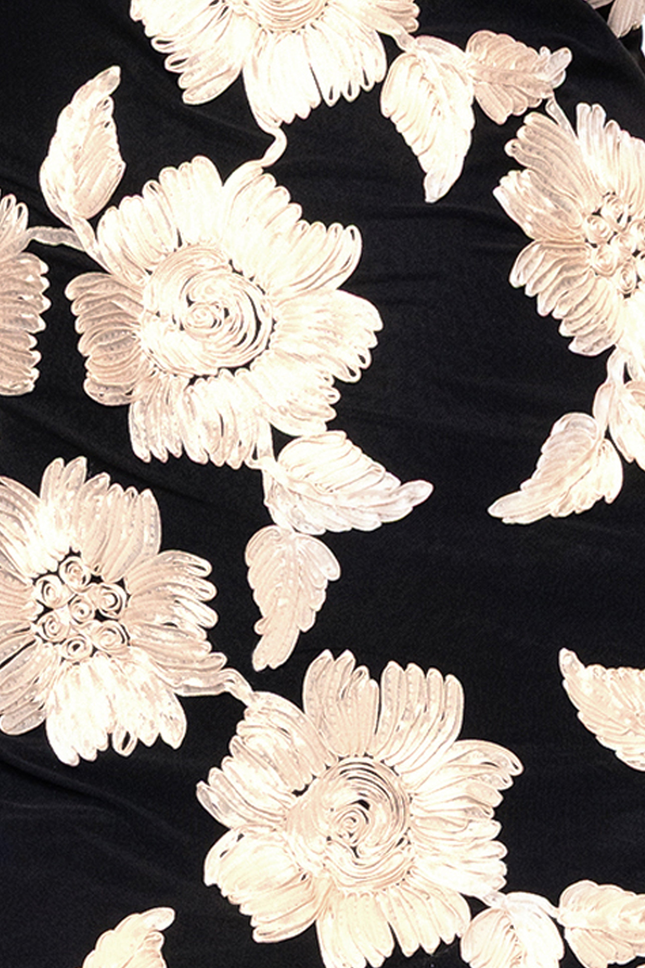 Betsy & Adam "Camielle" 3D Flower Embellished Mock Neck Floor Length Dress