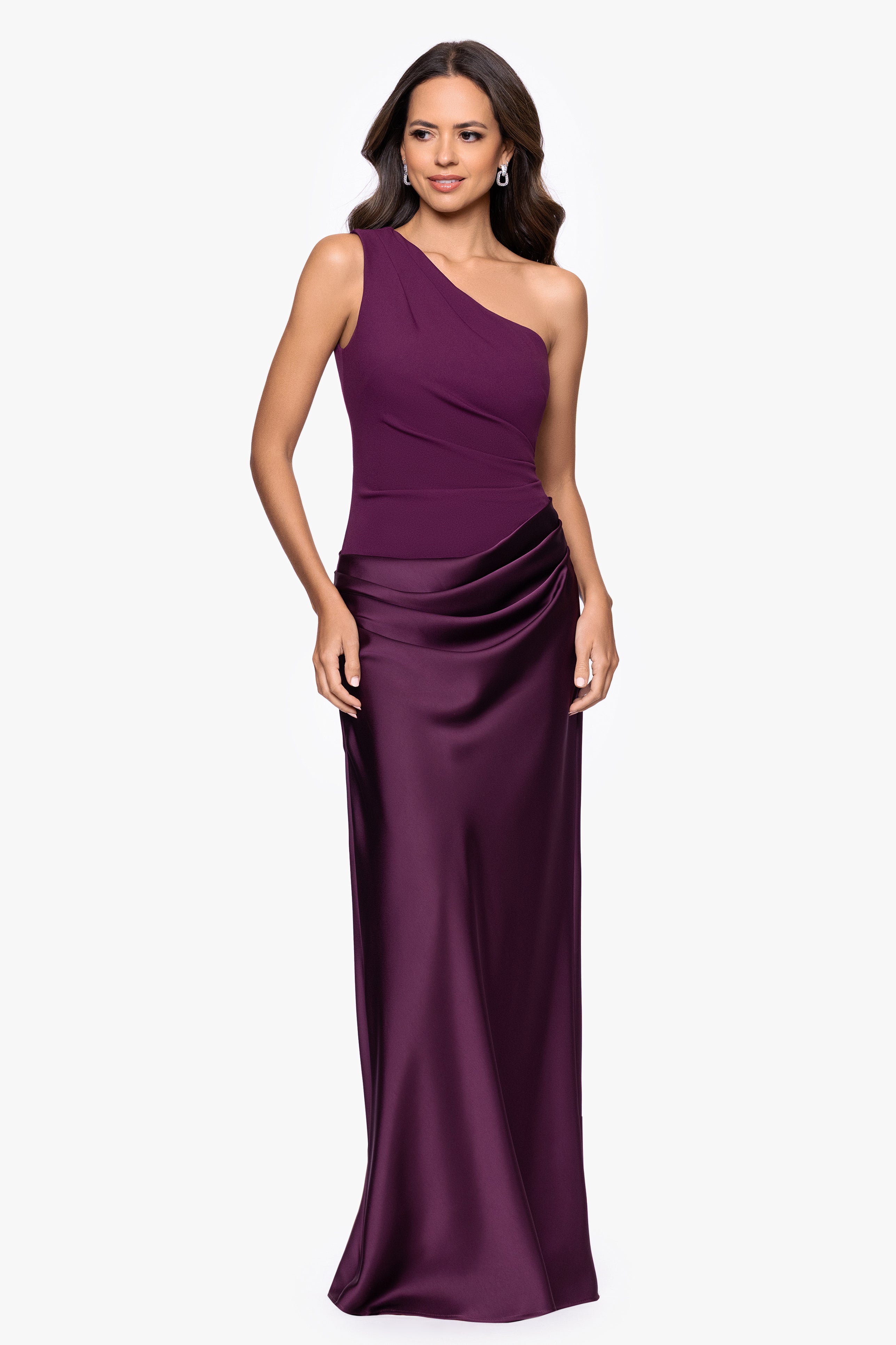 blue dress for baby girl Betsy & Adam Women's One Shoulder Dress - Plum