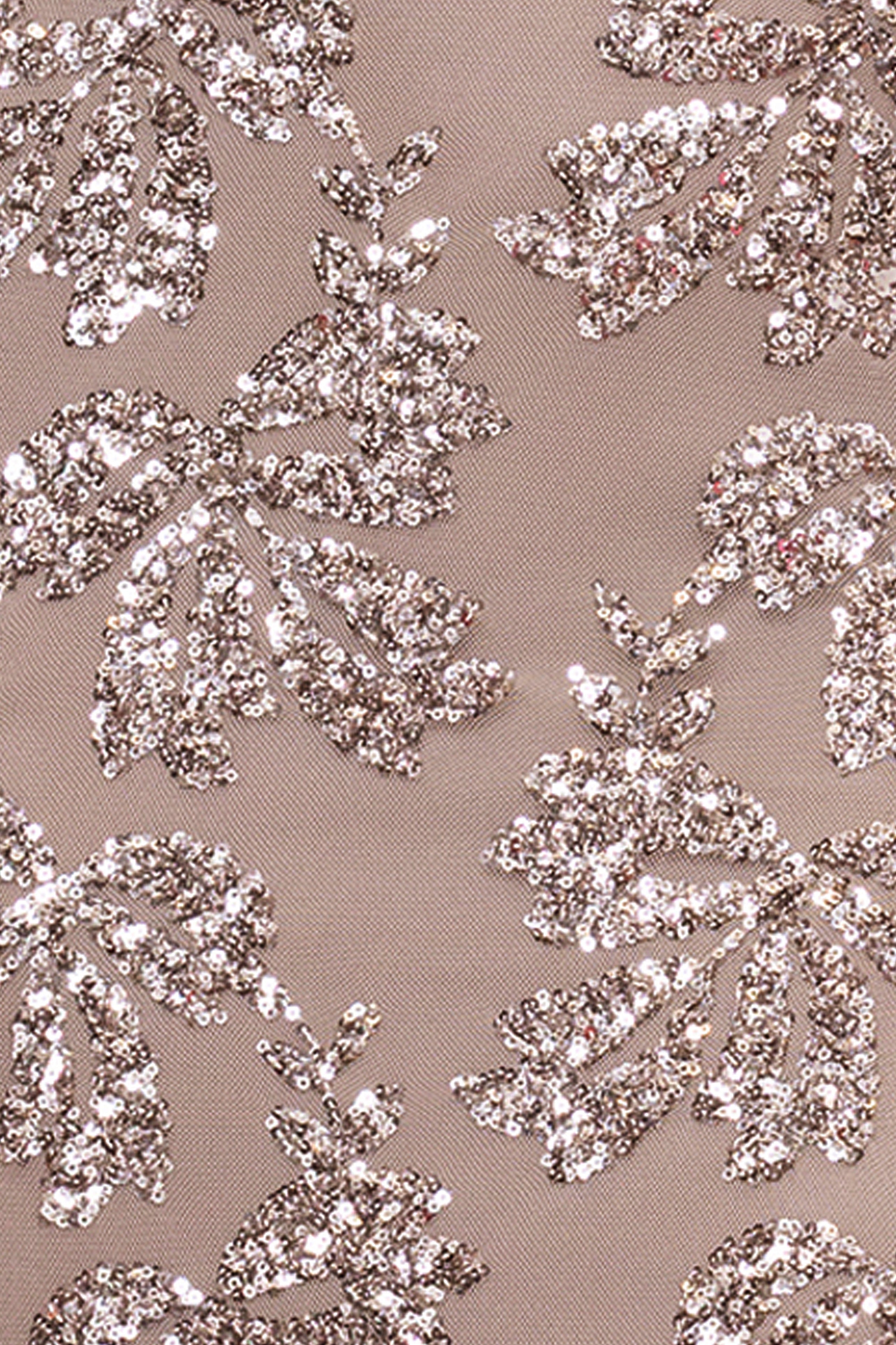 Betsy & Adam "Keisha" Sequin Embellished Short Sleeve Floor Length Dress