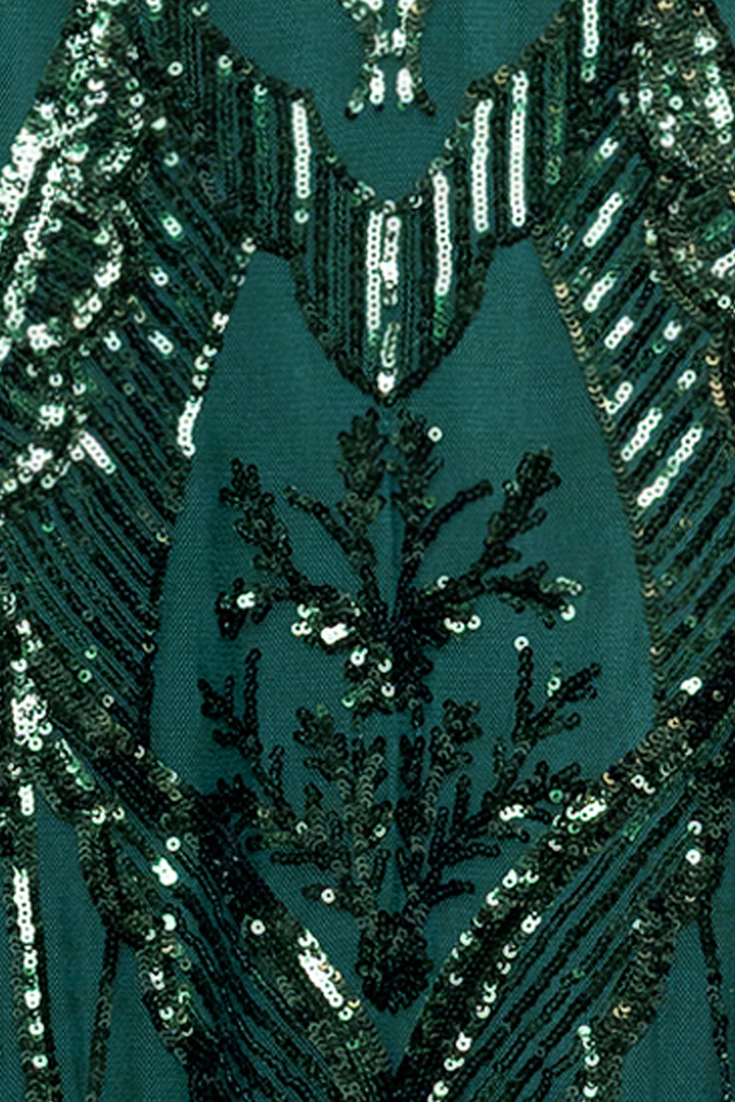 Betsy & Adam "Samara" Sequin V-Neck Floor Length Dress