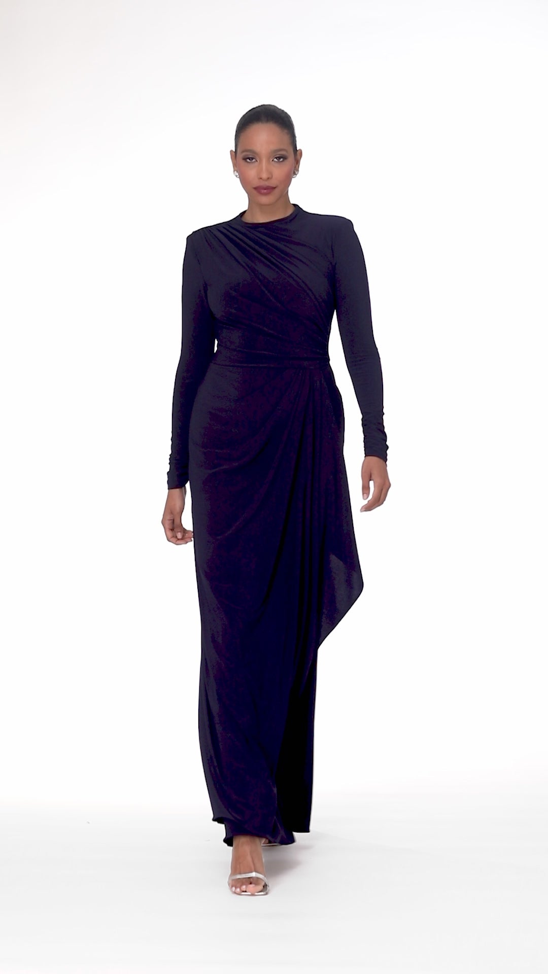long sleeve dresses for ladies Elegant Silk Dress EU36 / Red Smoky Blue Sizes Jeanette" Stretch Knit Long Sleeve