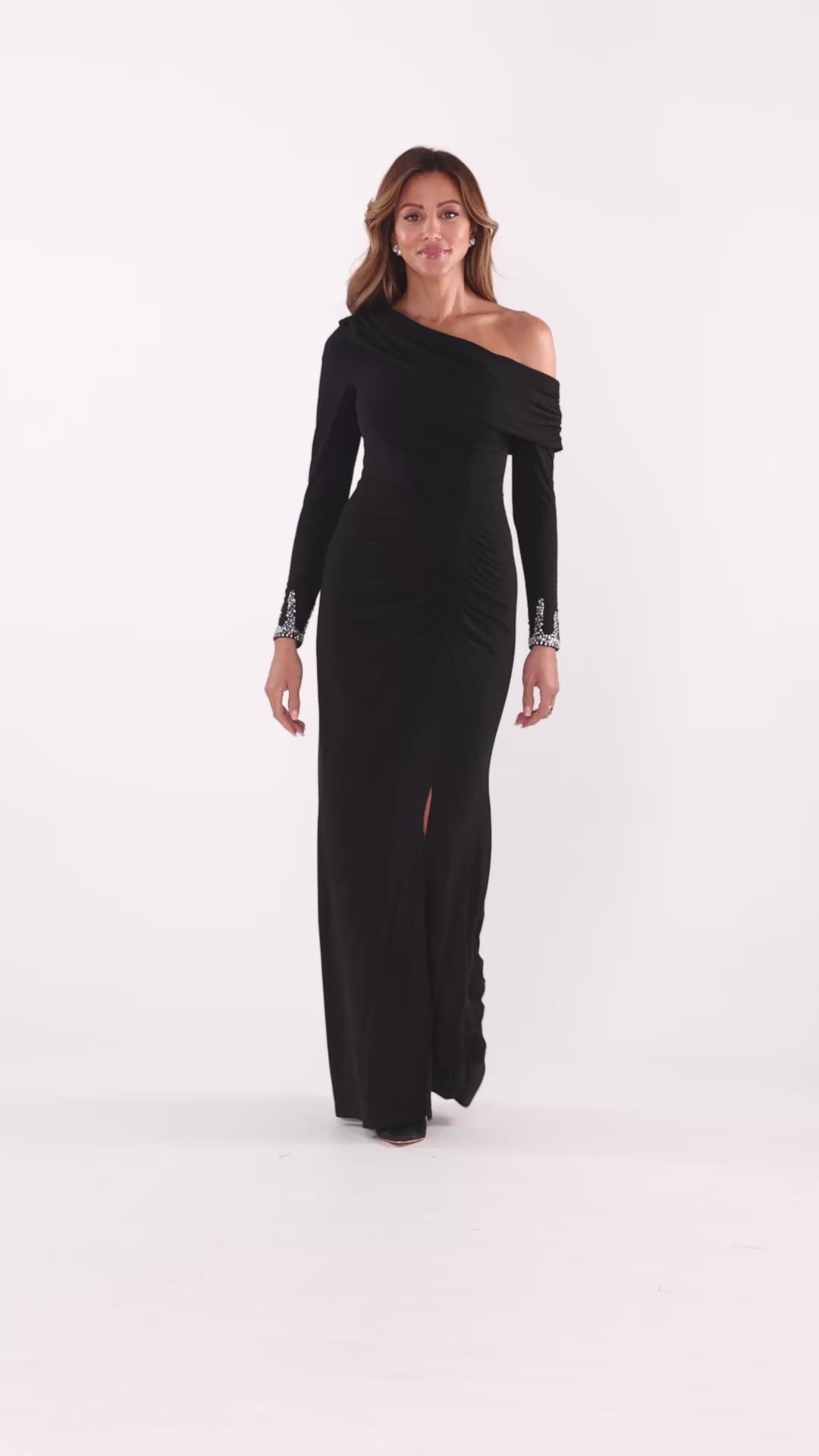 betsy and adam beaded sleeve dress Tamara