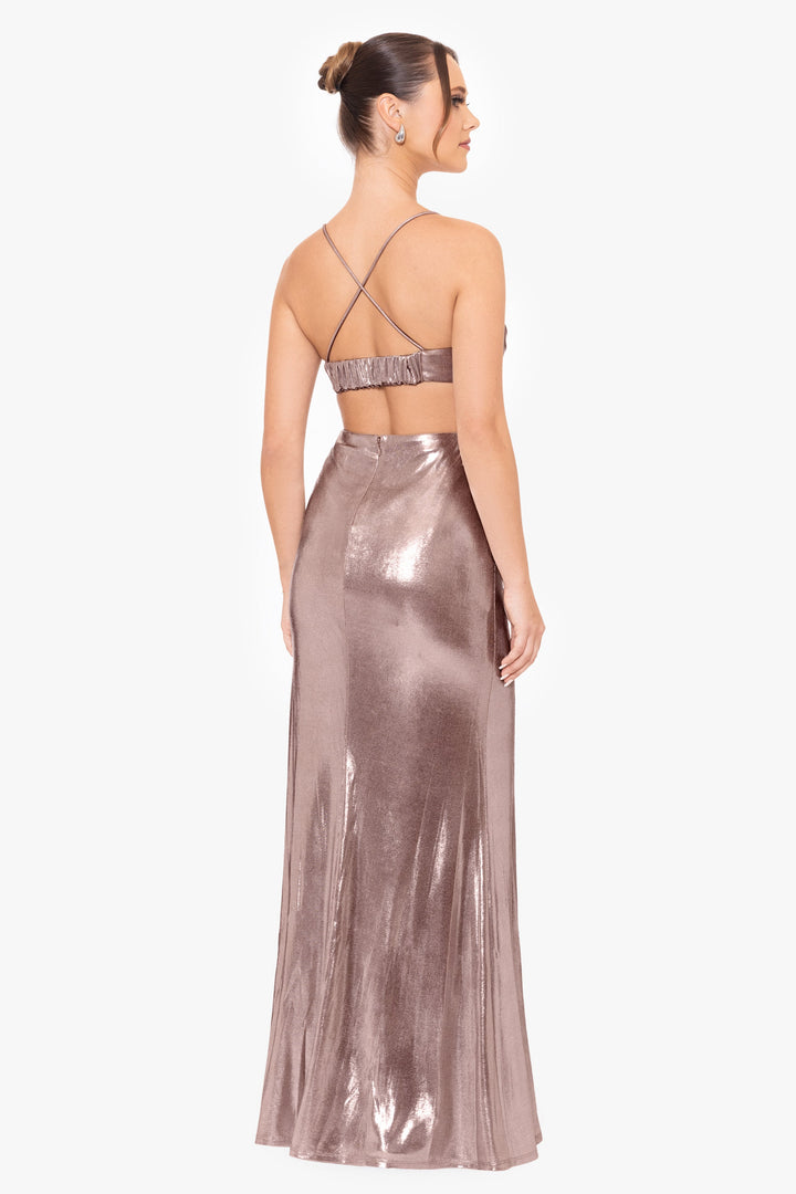 "Livy" Metallic Backless Gown