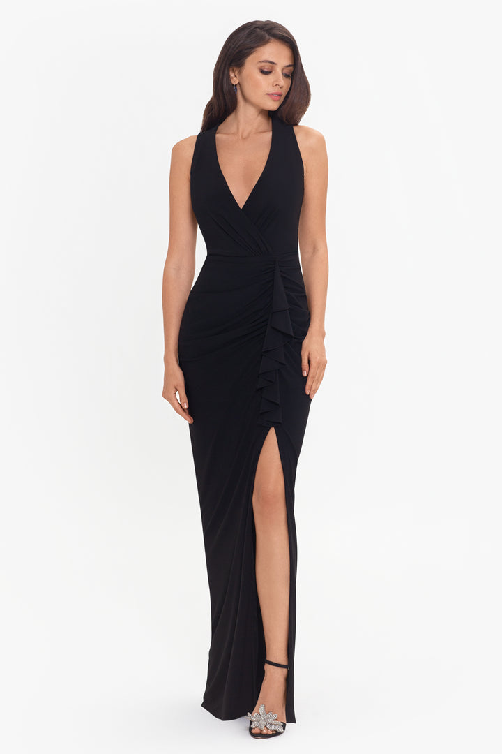 Bobbi" Ruffled V-Neck Gown – Betsy & Adam