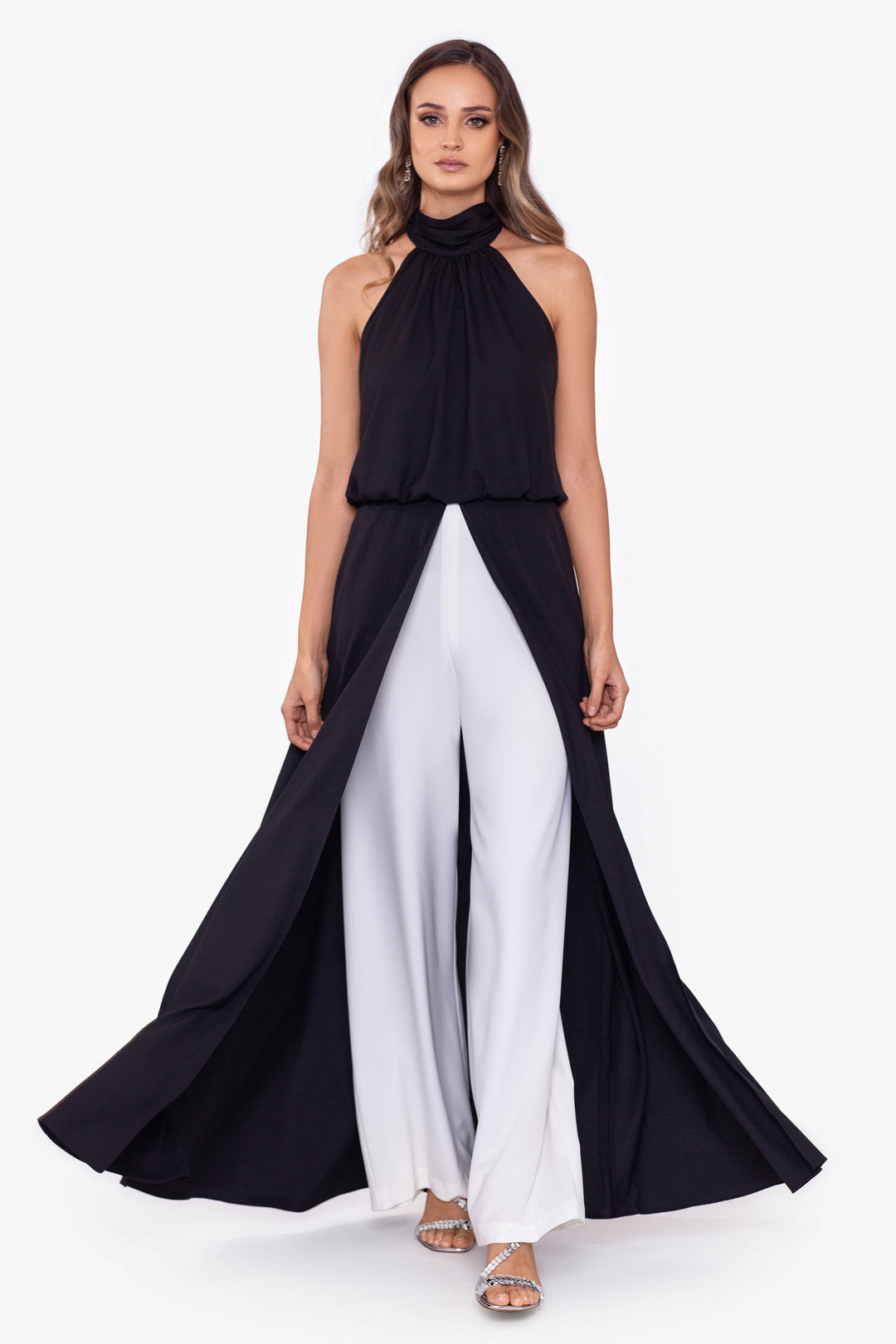 "Andrea" Two Tone Mock Neck Cowl Jump Suit