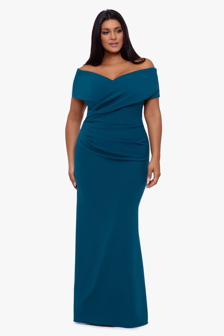 Plus "Tanya" Long Off the Shoulder Gown