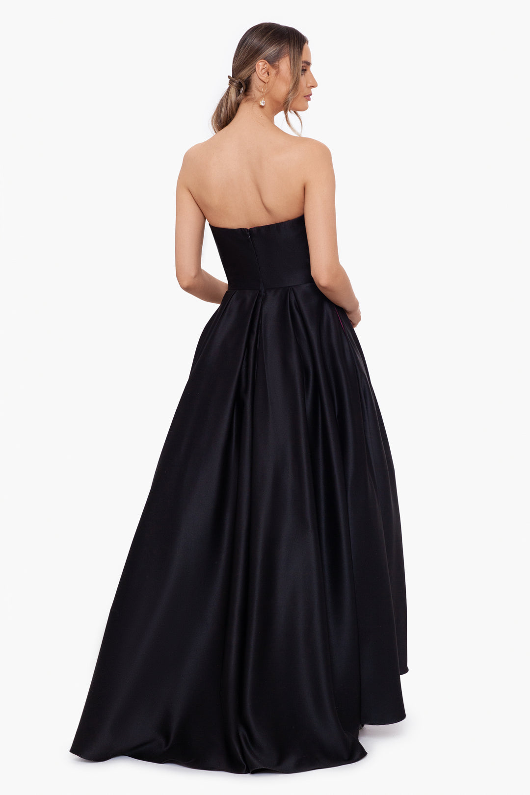 "Millie" Long Strapless High Low Cut Out Ball Gown