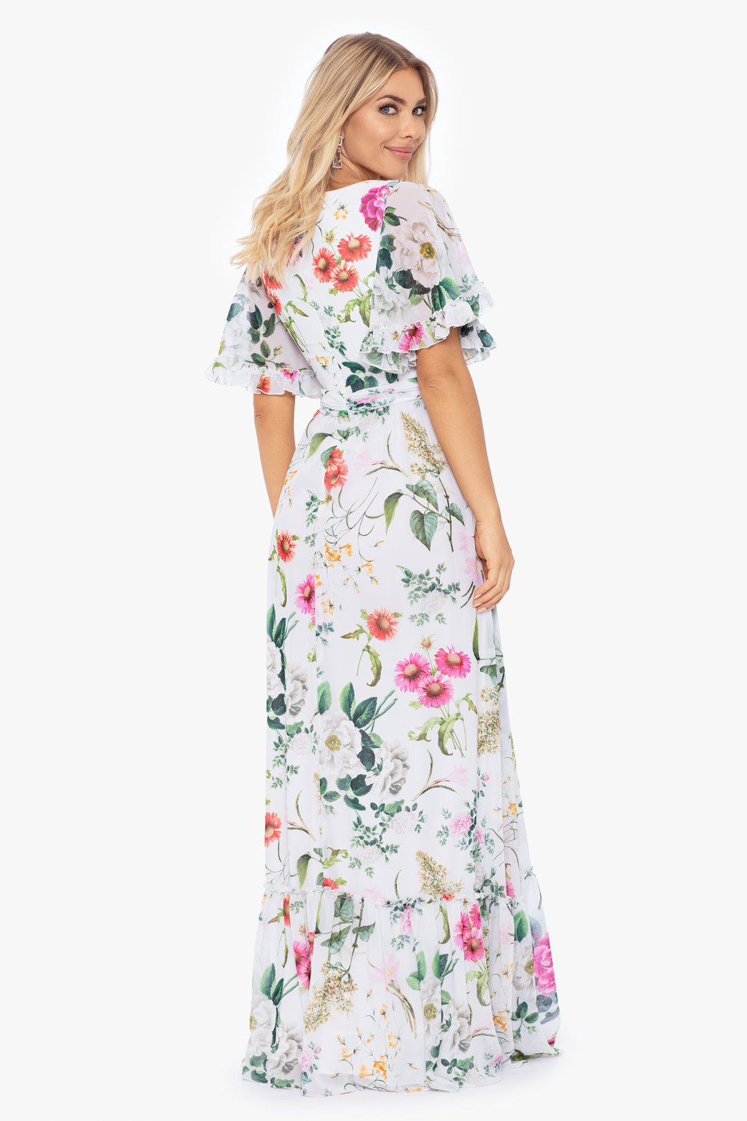 "Alexandra" Long Floral Flare Sleeve Dress