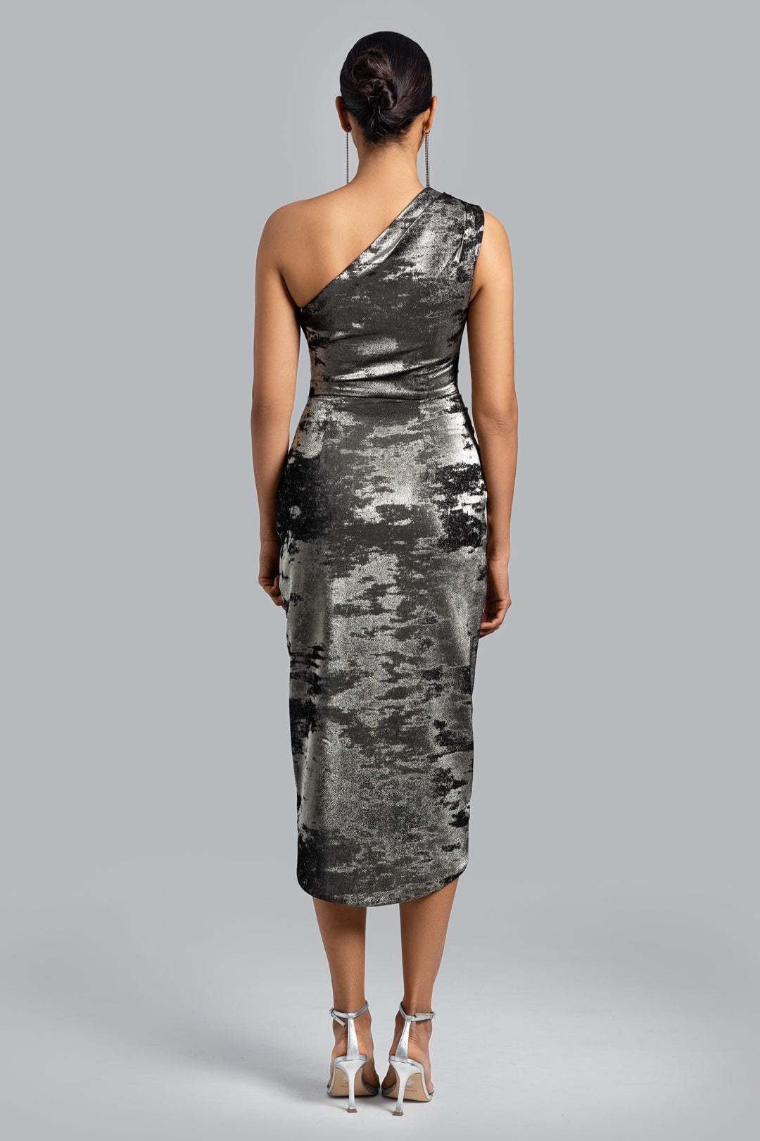 GHRAIL "Lenox" Metallic Crepe Dress
